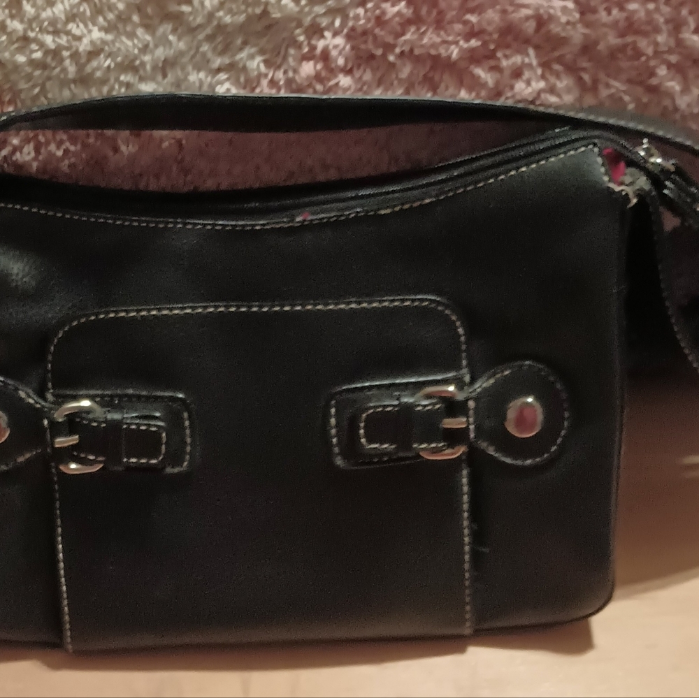 Black Med. Handbag/Tote Faux Leather By TOMMY HILFIGER